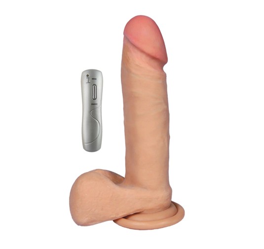 Dildo z wibracjami pilot cyberskóra cielisty 20 cm